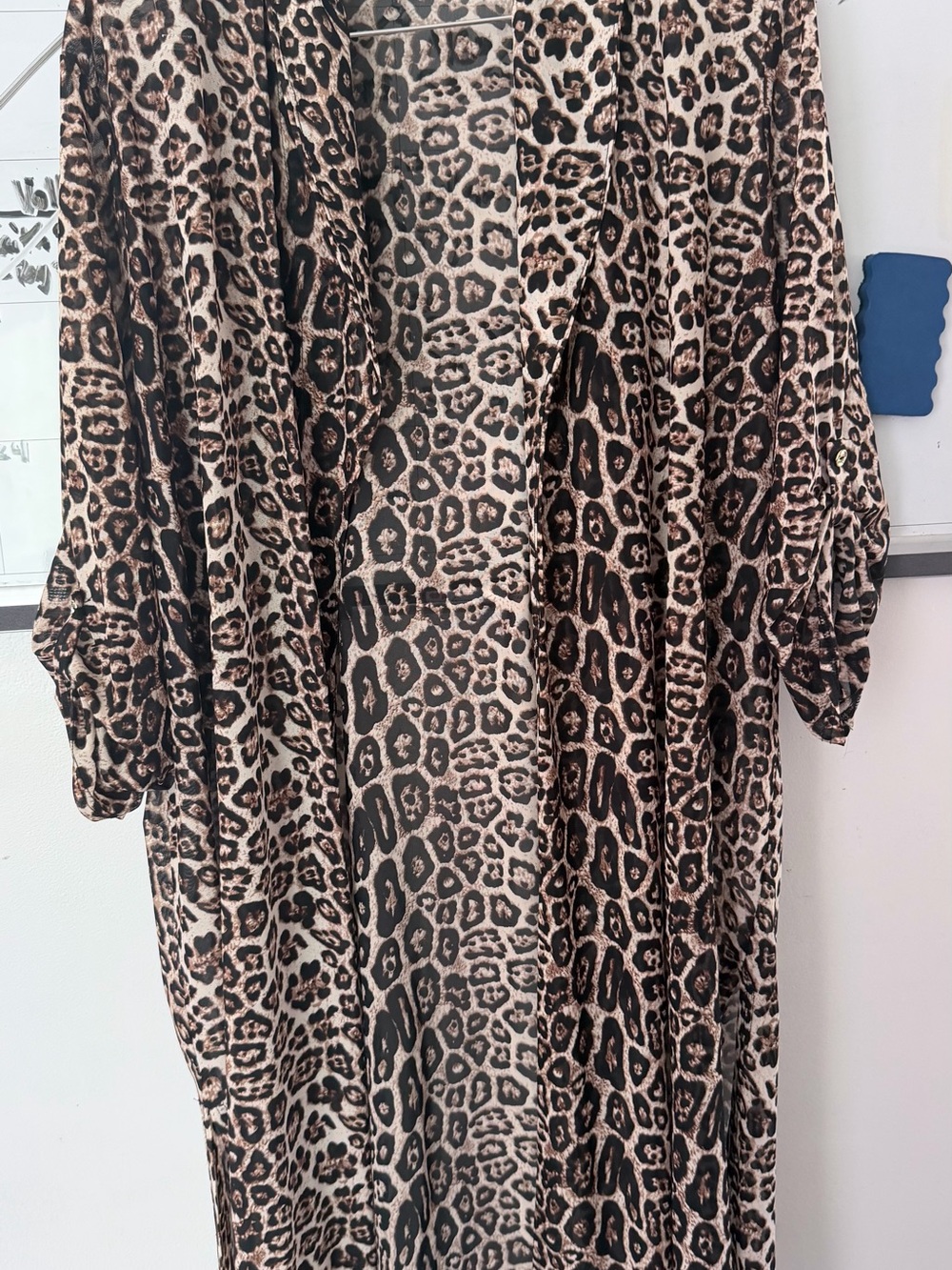 Siren Lily Leopard Print Open-Front Tunic - Beige & Black